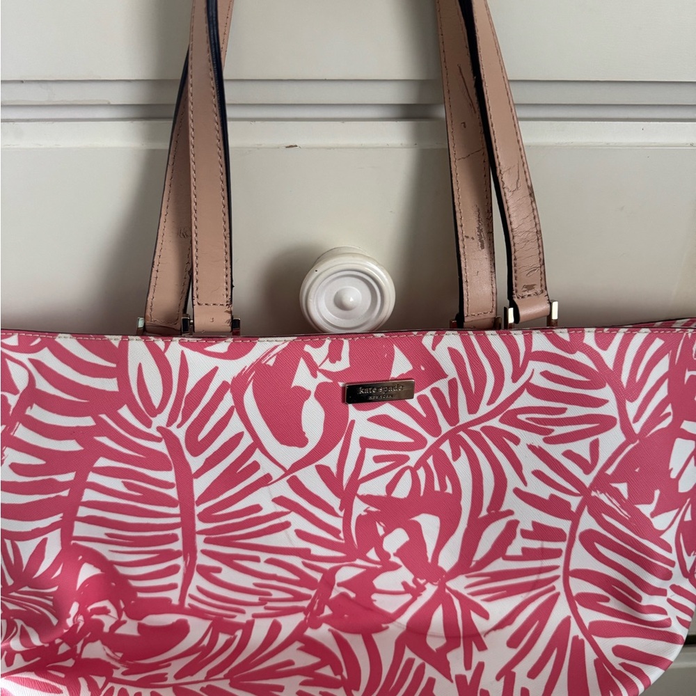 Authentic Kate Spade Pink Tropical Print Tote Bag